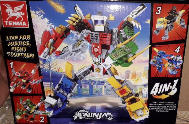 Lắp ráp 1 hộp LegoNinja Linh thú kết hợp thành siêu nhân 6309