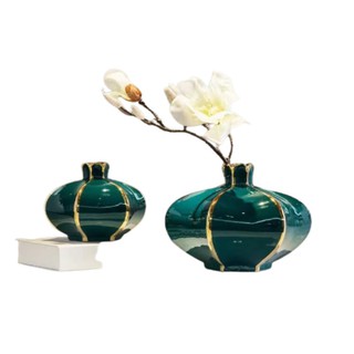 Bộ 2 Bình Hoa Cổ Vịt Màu Xanh, Lọ Hoa Decor - Atotoki Decor