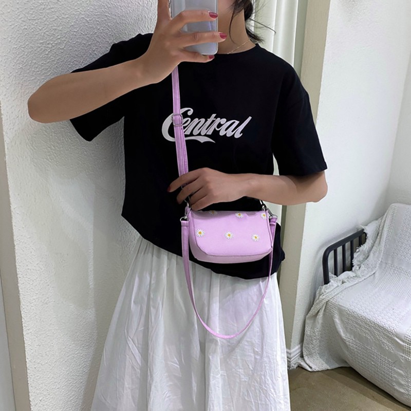 Túi Xách Da Pu Họa Tiết Hoa Cúc Xinh Xắn Cho Nữ