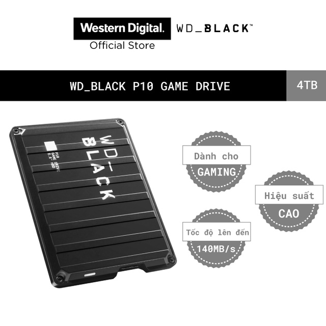 Ổ cứng di động Western Digital WD BLACK P10 Game Drive 2.5" USB 3.2 4TB - WDBA3A0040BBK