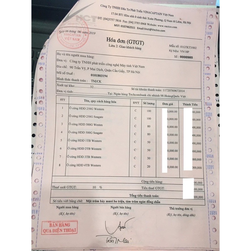 Ổ cứng  500G WD Blue chính hãng