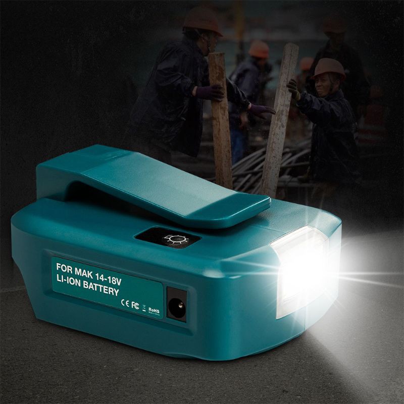 14.4/18V Li-on Battery Dual USB Port with LED Light Spotlight for Makita Outdoor