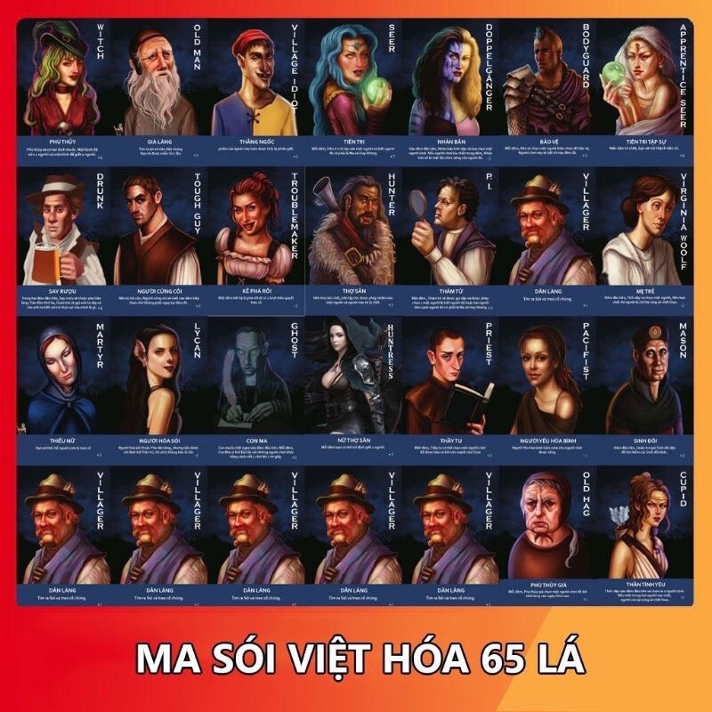 Bài Ma Sói bản Tiếng Việt 70 Lá