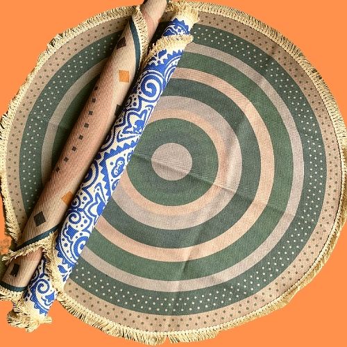 Thảm tròn trải sàn tua rua trang trí phòng ngủ lót sàn bắc âu vintage