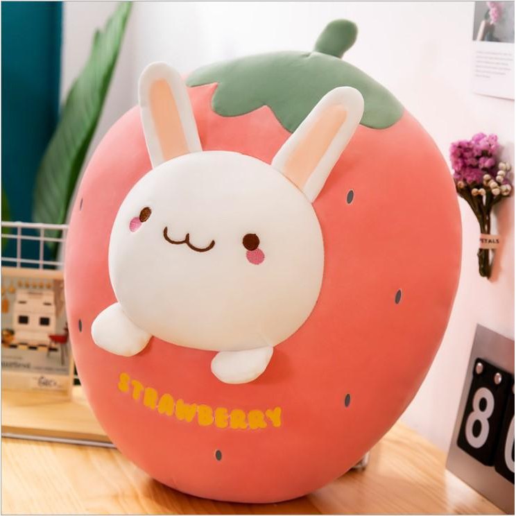 Gấu Bông Trái Cây Qủa Dâu Hình Mặt Thú Cưng Size 30cm- 45cm (4 Mẫu)