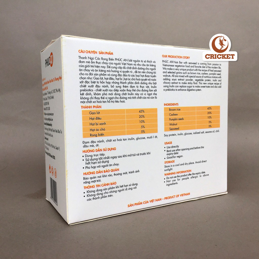 [Mã 267FMCGSALE giảm 8% đơn 500K] Thanh Ngũ Cốc Rong Biển Phúc An (Hộp 5 Thanh) - Rong Biển Tươi Xanh Ngũ Cốc Nguyên Hạt | BigBuy360 - bigbuy360.vn