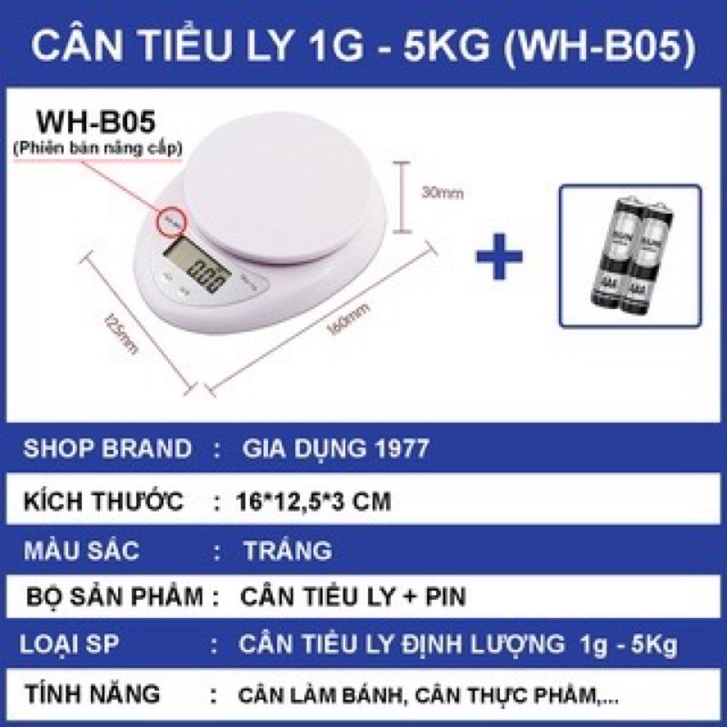 Cân tiểu ly điện tử mini trọng lượng từ 1g-5kg độ chính xác cao tiện lợi cho việc làm bánh ,nhà bếp