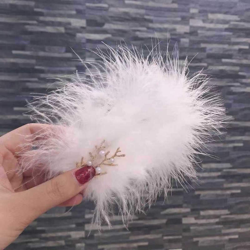 Kẹp tóc mái đính lông vũ phong cách cổ điển dễ thương thời trang thu đông