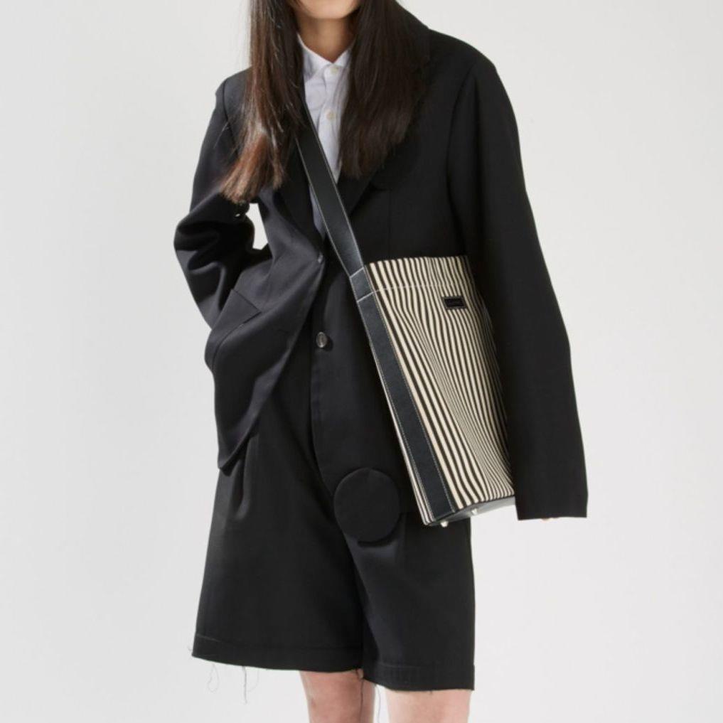 ۞✻Túi Xách Cỡ Lớn Phối Thắt Lưng Họa Tiết Kẻ Sọc Thời Trang