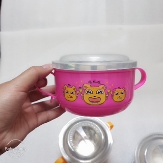 Bát ăn dặm inox cách nhiệt an toàn cho bé (kèm thìa)