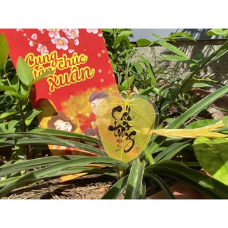 Lá bồ đề in chữ: PHÚC, LỘC, THỌ, TÂM, BÌNH AN, CÁT TƯỜNG, AN KHANG - Món quà may mắn, an lành