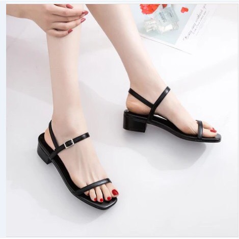 Gìay sandal đế bằng thời trang mũi hở quai ngang kiểu dáng thanh lịch hàng chuẩn