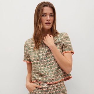 [Mango Auth] Áo Tweed Nữ Cổ Tròn Mango