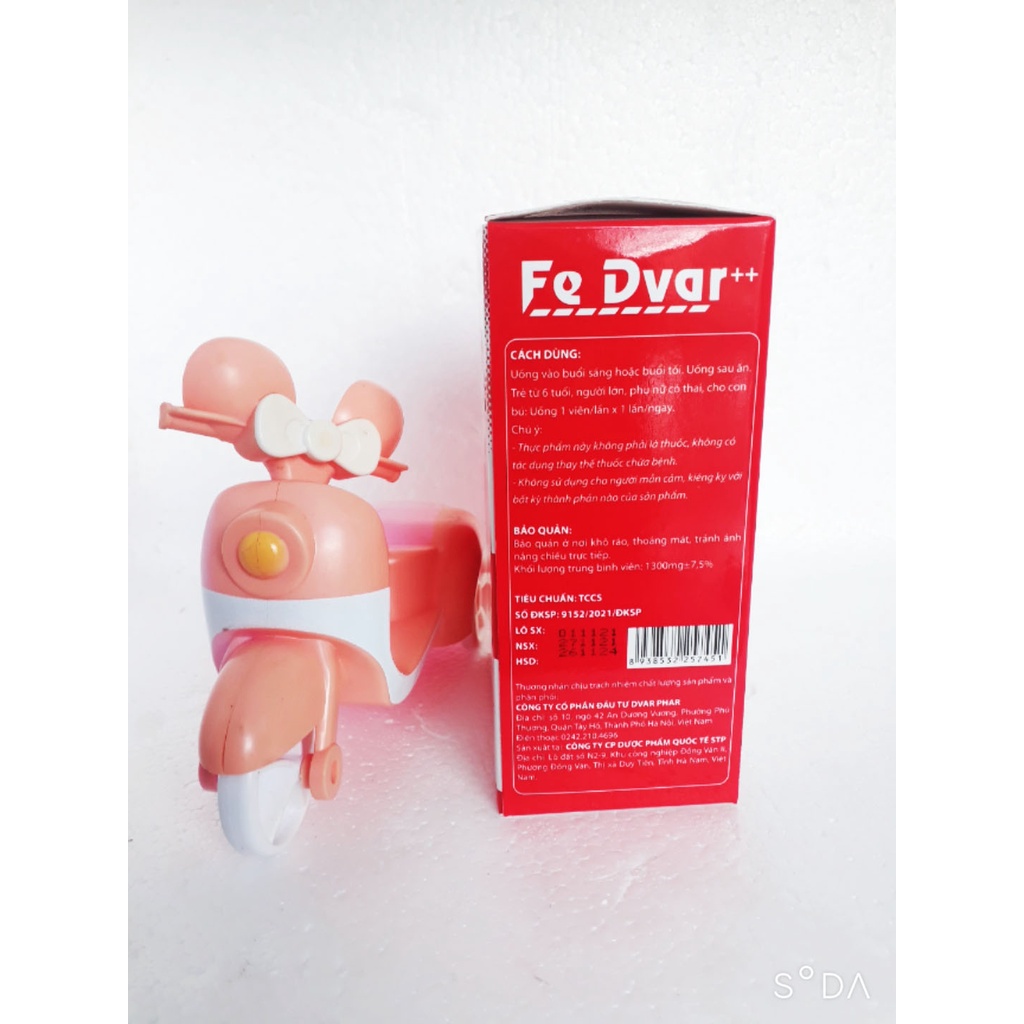 Viên uống bổ sung sắt FE DVAR, hỗ trợ tăng khả năng tạo m.áu, giảm thiếu m.áu do thiếu sắt