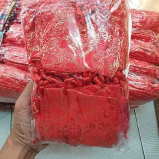 Sỉ 100 túi gấm đỏ phong thủy may mắn, đựng đồ phong thủy, trang sức, Nhiều Size.