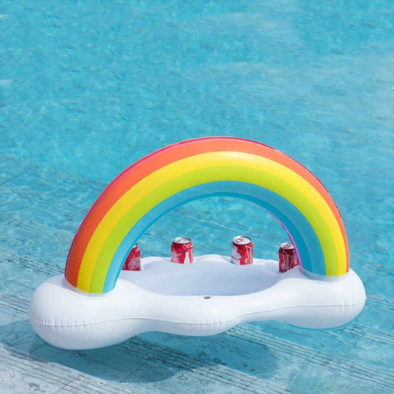 WMMB Party Inflatable Pool Floating Holder Rainbow Cloud Water Drink Holder Summer Cup Holder Inflatable Toy Beverage Float