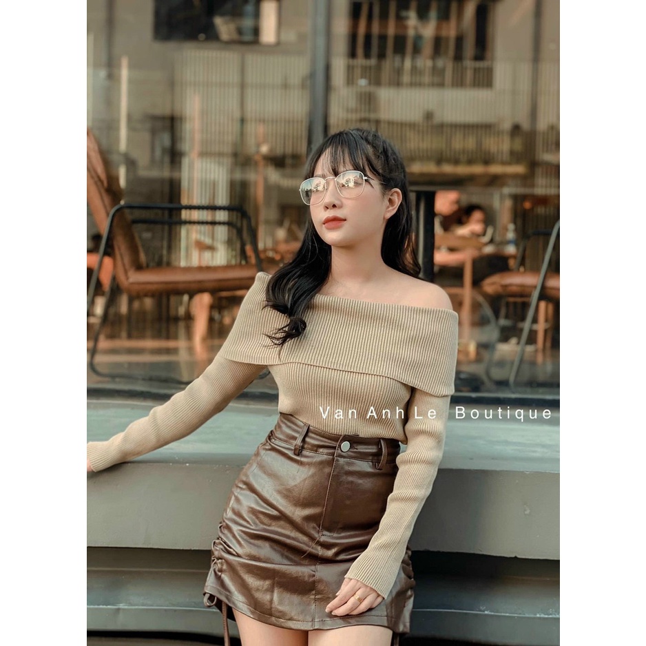 Áo len tăm tay dài, áo len nữ bệt vai phom chuẩn xinh chất len đẹp phong cách trẻ trung mix gì cũng hợp hàng loại 1