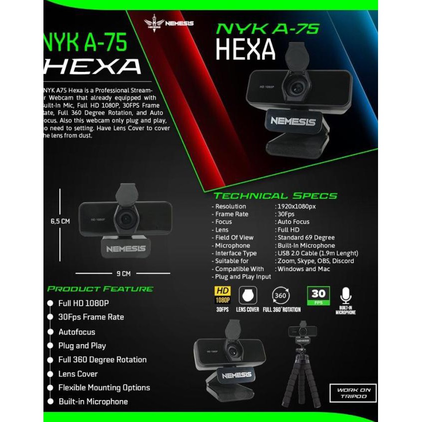 Webcam Nyk Nemesis A75 Hexa 1080p | BigBuy360 - bigbuy360.vn