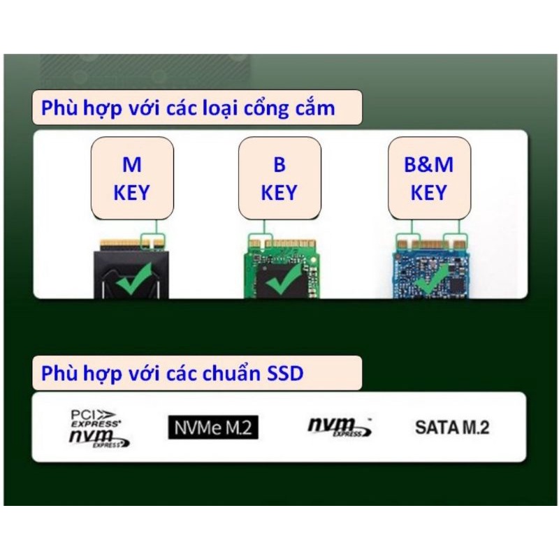 Thẻ chuyển đổi SSD Pcie 4x sang NGFF B-key+M-key M2 NGFF+NVME B-key.Giao diện PCIE adapter thẻ | WebRaoVat - webraovat.net.vn