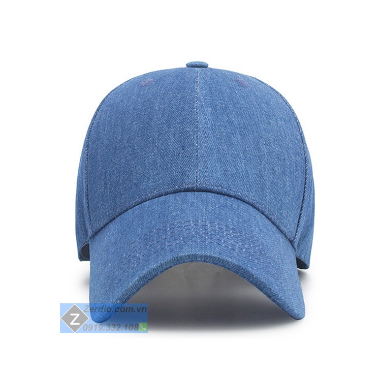 Mũ lưỡi trai nam nữ Jean xanh dương form cứng cao cấp, khóa đồng cực chất