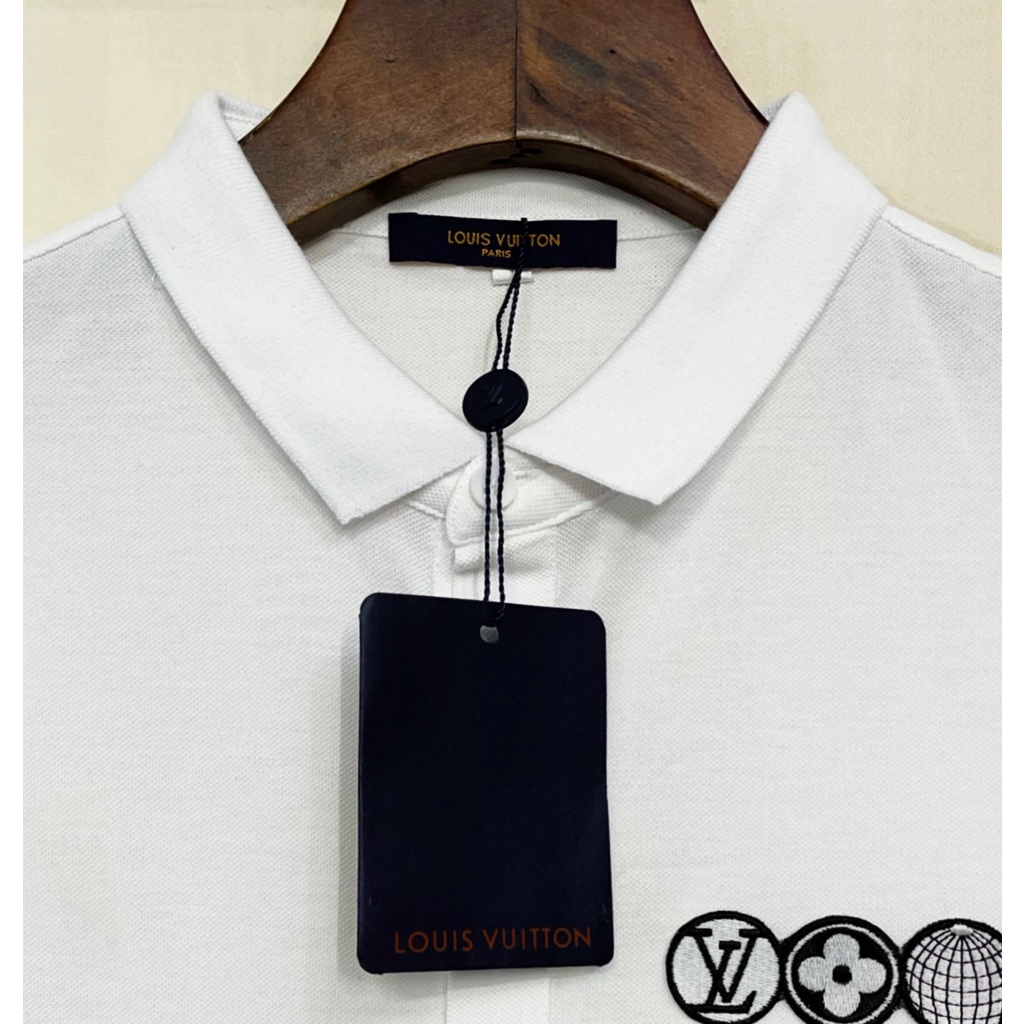 Áo thun polo cotton tay ngắn thêu logo L0uis Vu1tt 2021