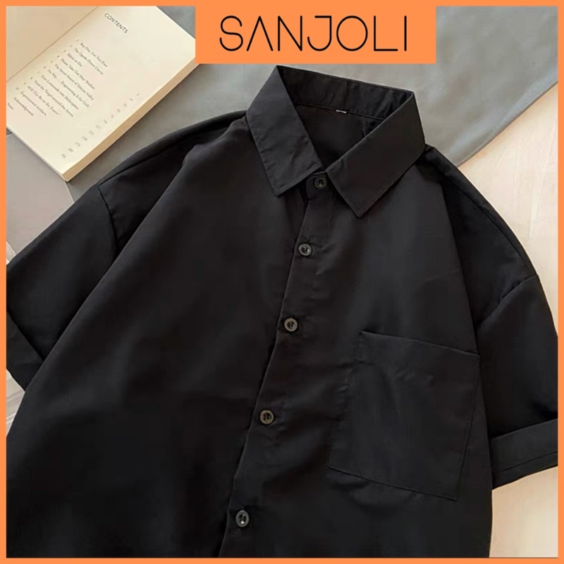 Áo Sơ Mi Form Rộng SANJOLI Áo So Mi Nữ Kiểu Oversize Tay Ngắn Thiết Kế Hàn Quốc Hot Trend AO058 | BigBuy360 - bigbuy360.vn