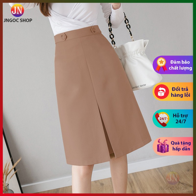 Chân váy chữ A dài xẻ trước công sở thanh lịch, Váy công sở chữ A dài midi Hàn Quốc | BigBuy360 - bigbuy360.vn