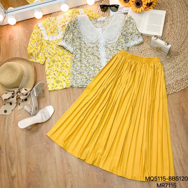 Chân váy midi trơn xếp ly | BigBuy360 - bigbuy360.vn