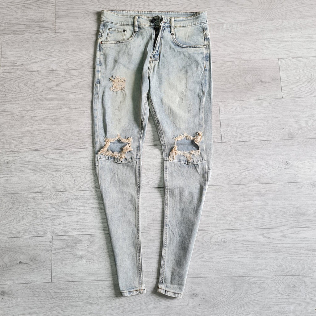 Quần jean nam rách gối xanh zipper (QJ3) | BigBuy360 - bigbuy360.vn