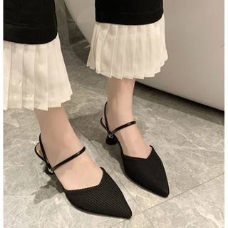 HÀNG SẴN_Giày Sandal Basic Mũi Nhọn Hai Kiểu Mặc Đế Tròn