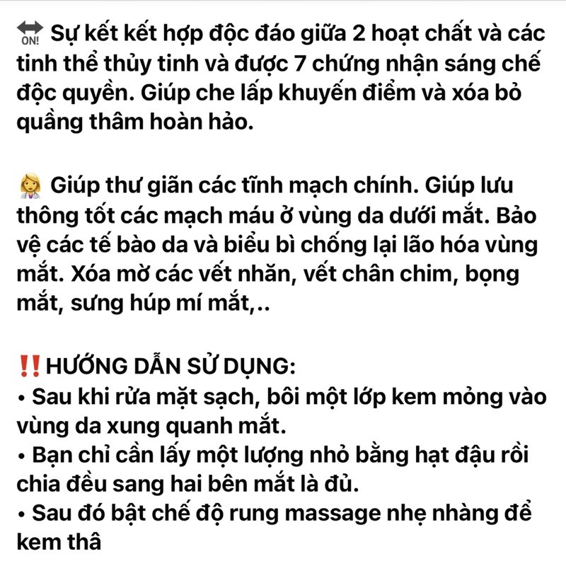 CHÍNH HÃNG Kem Dưỡng Ngừa Thâm Bọng Mắt Tích Hợp Máy Massage Rung Xoá Mờ Nếp Nhăn Vết Chân Chim Kem Dưỡng Mắt JOMTAM | BigBuy360 - bigbuy360.vn