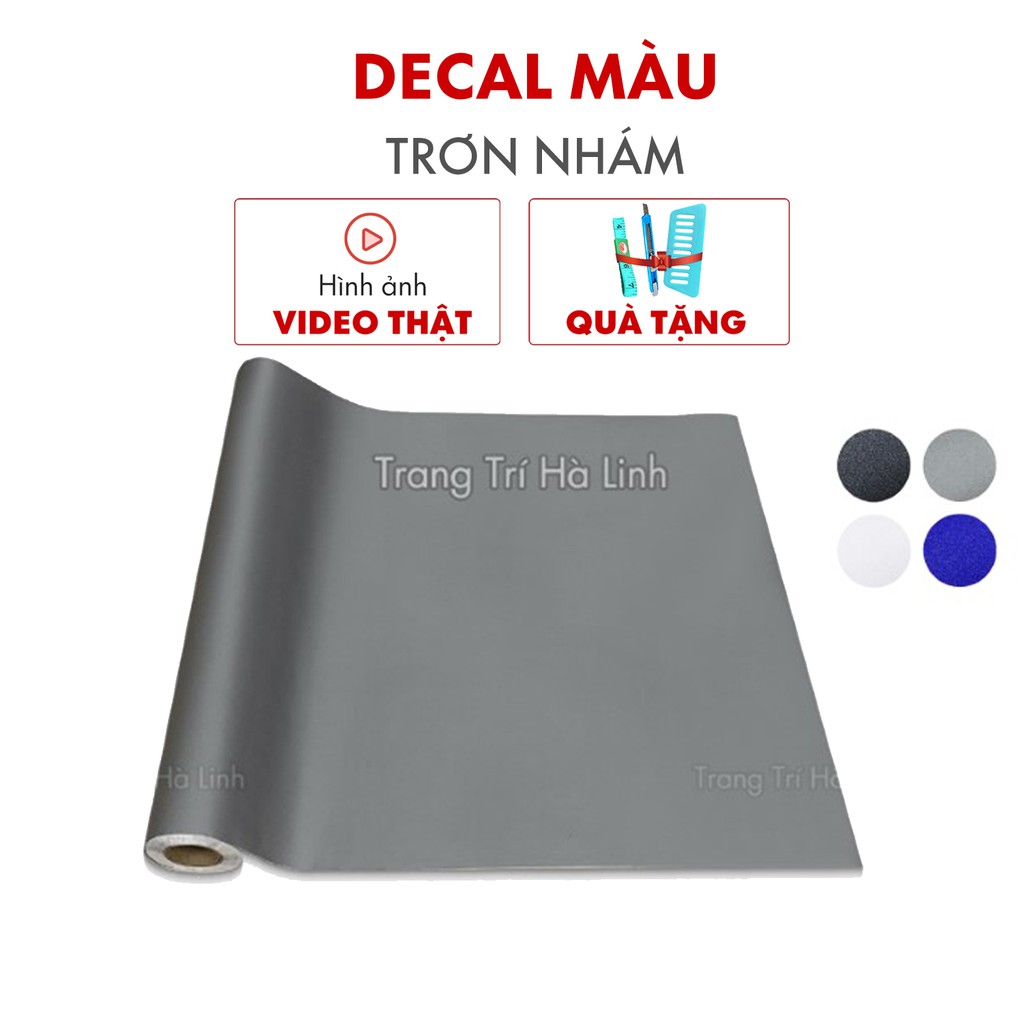 Giấy decal màu nhám sần , decan bóng dán kính bàn tủ dán xe điện thoại màu trắng xám đen đỏ xanh khổ 1.2mx0.5m