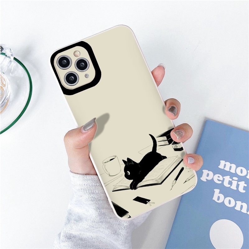Ốp lưng iphone mèo lười đen trắng dễ thương ốp iphone bảo vệ camera 6/6plus/6s/6splus/7/7plus/8/8plus/x/xr/xs/11/12/13/p