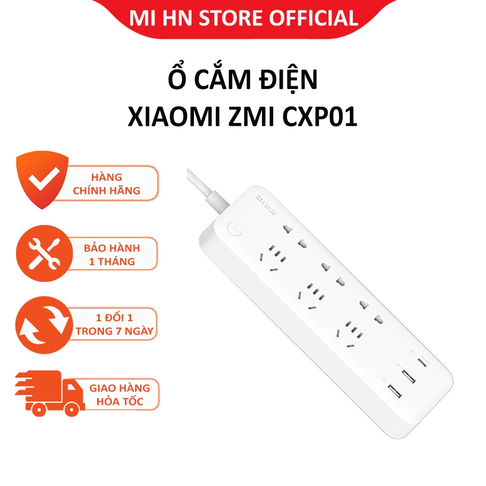 Ổ cắm điện Xiaomi ZMI CXP01 65W 6 cổng AC, 2 cổng USB, 1 cổng Type C - Bảo hành 1 tháng - Shop Mi HN Offical Store