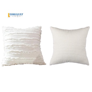 1 x vỏ gối cotton trắng hình vuông 45x45cm & 2 màu kem