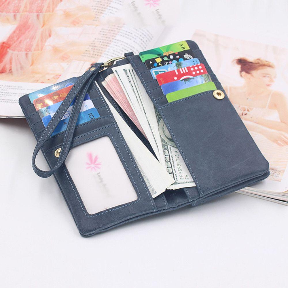 MIHAN1 Ví Da Cầm Tay Phối Khóa Kéo Đôi Thời Trang Cao Cấp