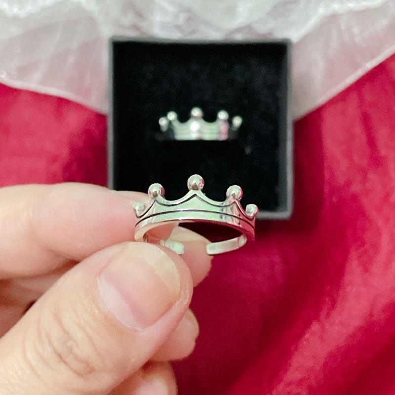 Nhẫn vương miện  ngón út bạc Thái 925 - kèm hộp trang sức.