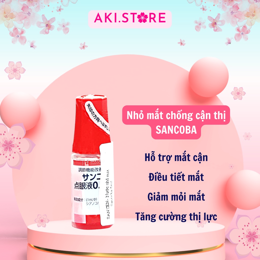 Nước nhỏ mắt Sancoba Nhật Bản 5ml, nhỏ mắt giảm mỏi mắt, tăng cường thị lực