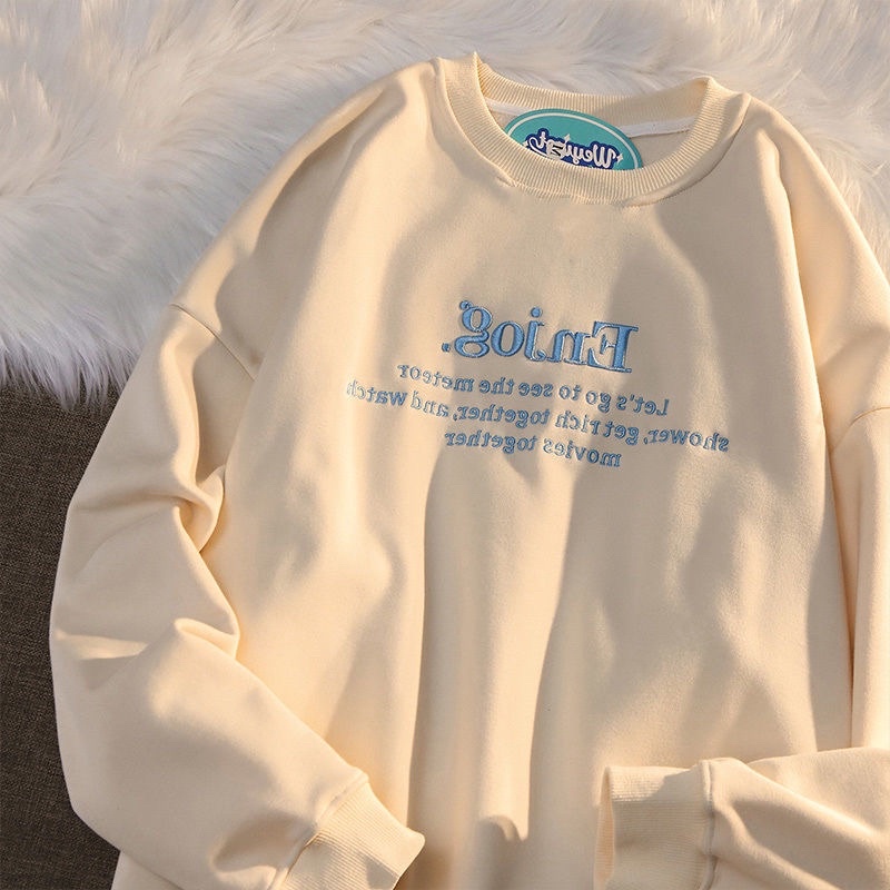 Áo nỉ bông Áo sweater họa tiết chữ thêu phong cách hàn | BigBuy360 - bigbuy360.vn