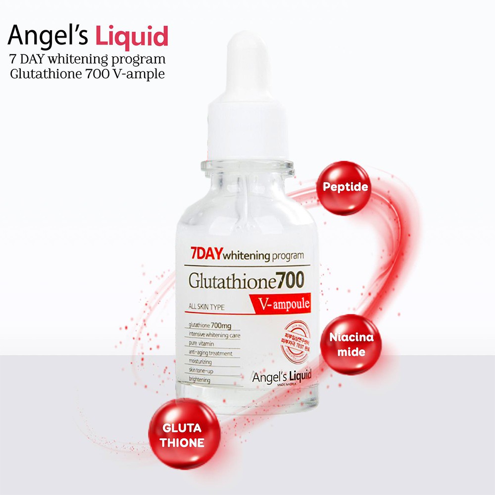 Serum dưỡng trắng làm đều màu da Angel Liquid 7 Day Whitening Program Glutathione 700 V-Ample 30ml