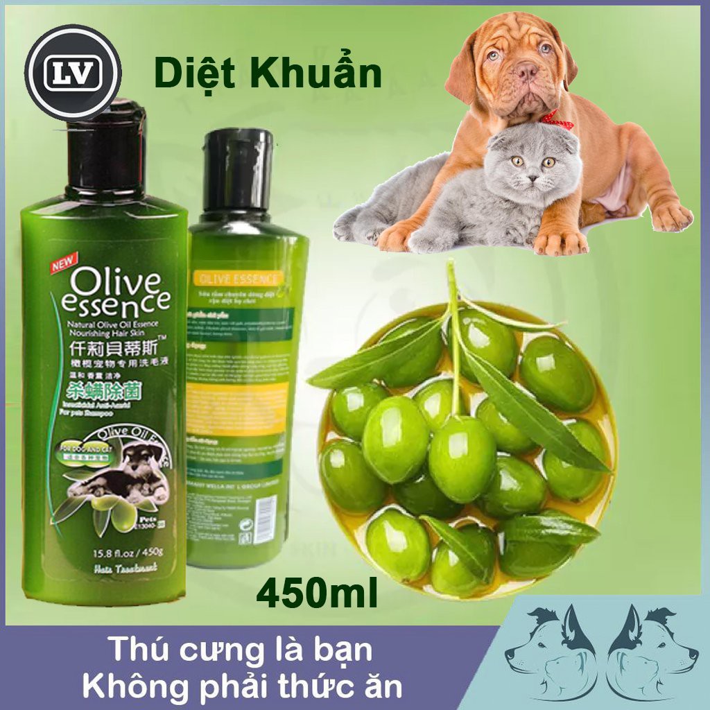Sữa tắm tinh dầu ô liu Olive Esence cho chó mèo 450ml