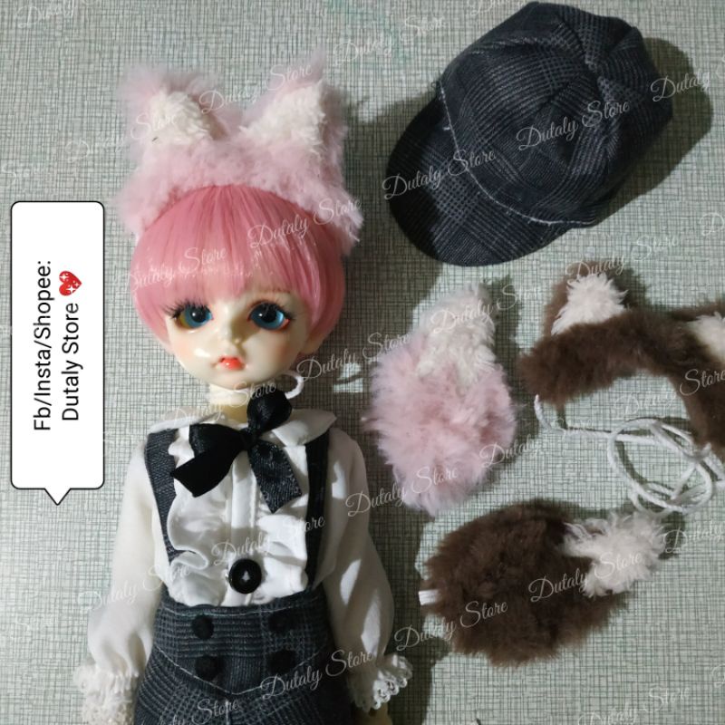 BJD 1/6 - Set 04 phụ kiện đuôi cáo, tai cáo/mèo cho búp bê bjd1/6