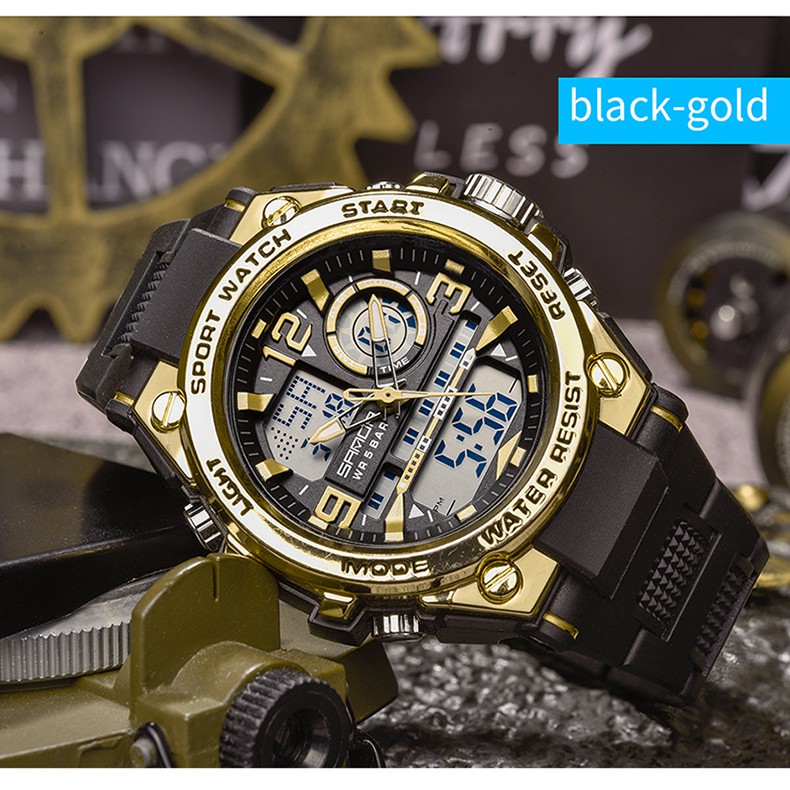 Đồng hồ Nam Sanda 6024 Chạy 2 máy - Tặng hộp +Pin