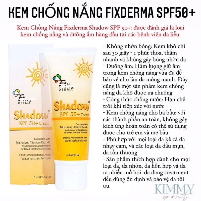 Kem chống nắng cho da dầu FIXDERMA SHADOW SPF 50+ Cream cho da dầu