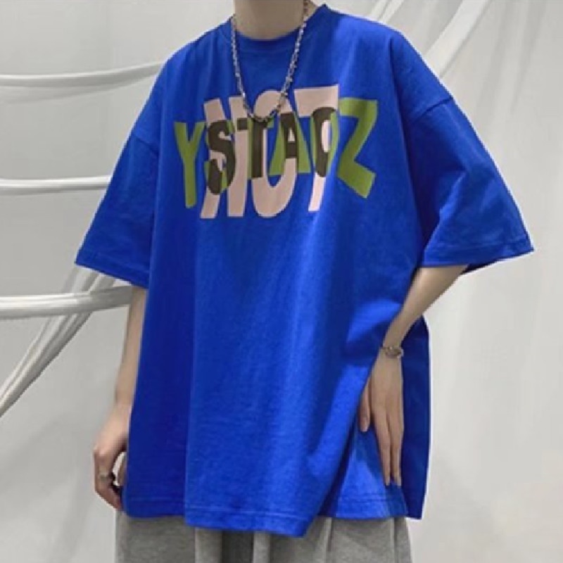 Áo Thun Nam Tay Ngắn Dáng Rộng Có In Chữ Phong Cách Hàn Quốc Thời Trang