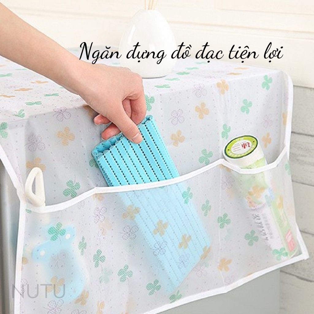 Tấm Phủ Tủ Lạnh Tiện Dụng Có Ngăn Để Đồ, Túi Treo Tủ Lạnh Nhiều Họa Tiết