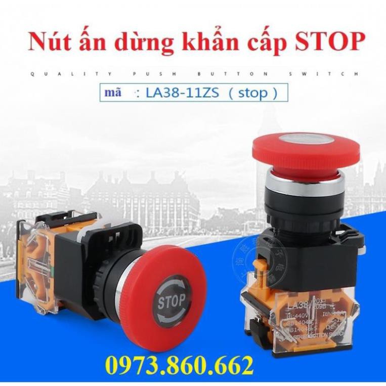 Nút ấn dừng khẩn cấp LA38-11zs , Nút ấn khẩn cấp STOP -TBĐ -Thiết bị điện giá tốt