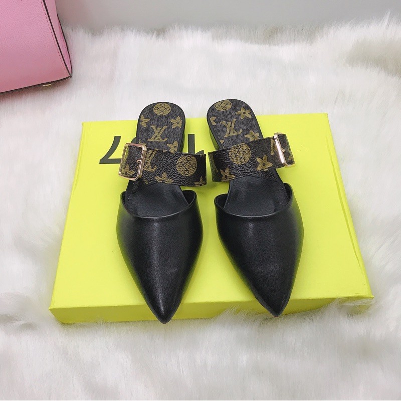 Giày Cao Gót, Giày Sục Nữ Mũi Nhọn Da Mềm Họa Tiết Phối Quai Ngang Cao 2Cm Đế Chống Trượt không Kêu Minhtushoes Giày Dép | BigBuy360 - bigbuy360.vn