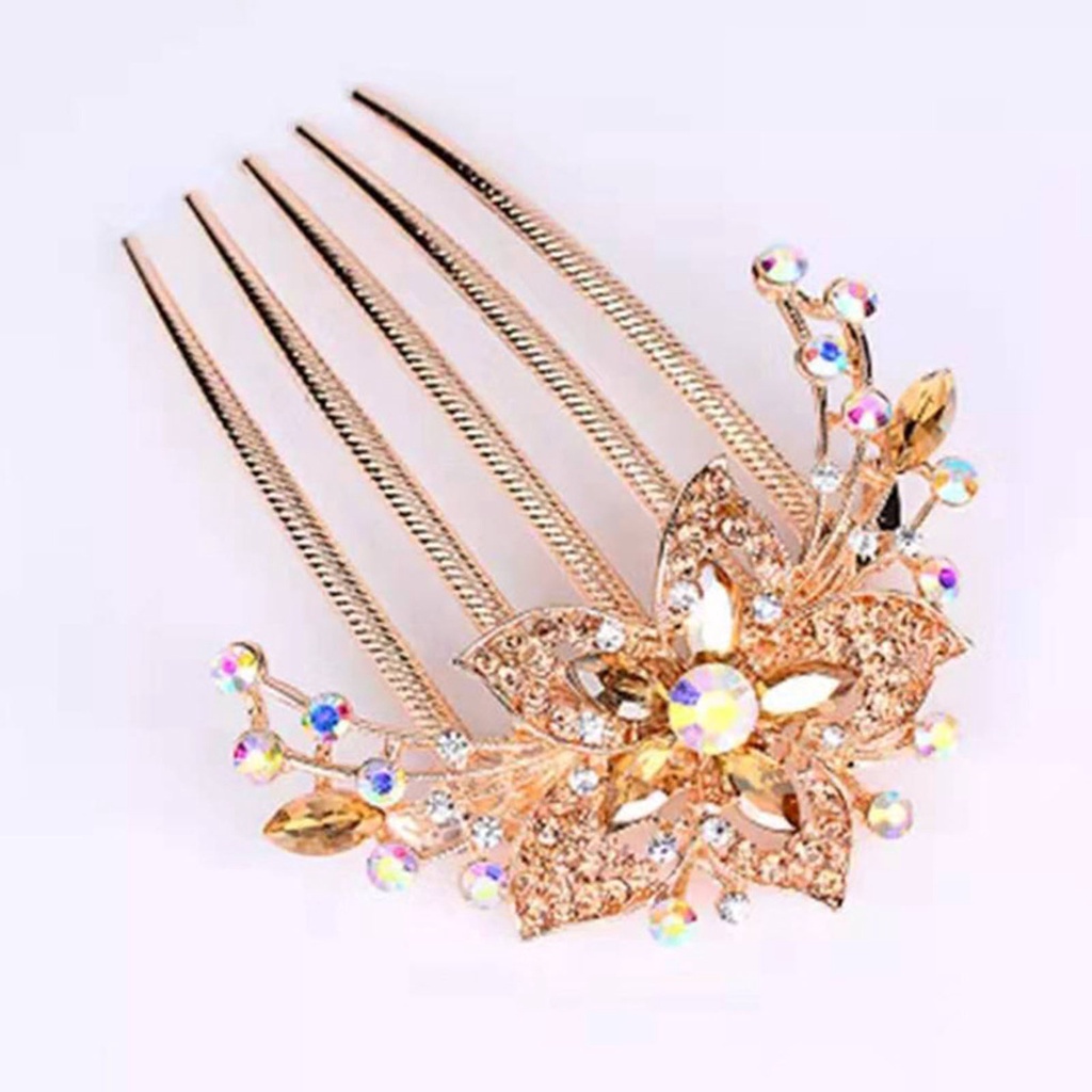 Lược cài tóc hình hoa đính đá thanh lịch cho cô dâu