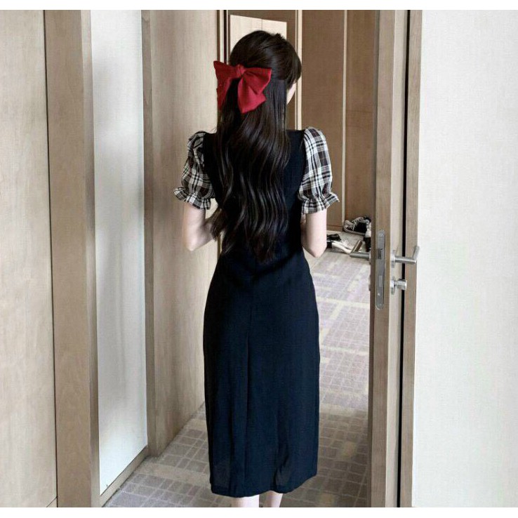 Váy đầm nữ đẹp xẻ tà Polla B041, Thiết kế kiểu đầm body sẻ tà gợi cảm, Cổ vuông kết hợp tay bồng cộc tay, Váy freesize | BigBuy360 - bigbuy360.vn